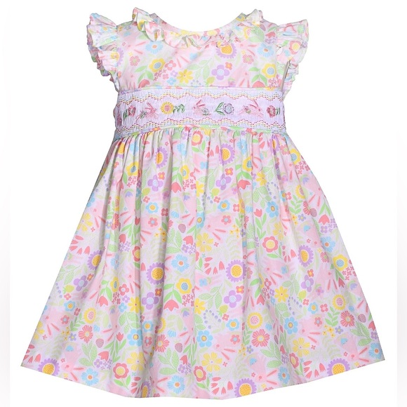 Bonnie Jean Baby Girl's Smocked Embroidered Easter Bunny Theme Dress-Size-3T - Picture 1 of 7